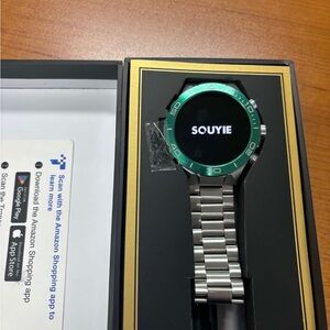 Silver and Green Smartwatch